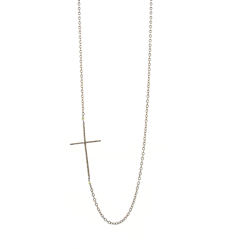 Long Diamond Cross Necklace
