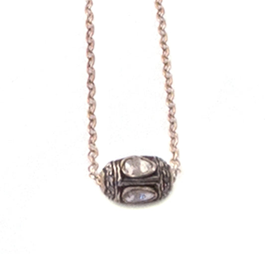 Diamond Barrel Bead Necklace