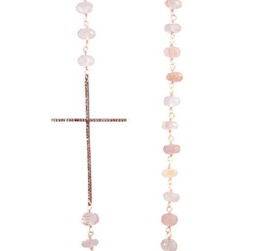 Diamond Cross and Rutilated Quartz Necklace