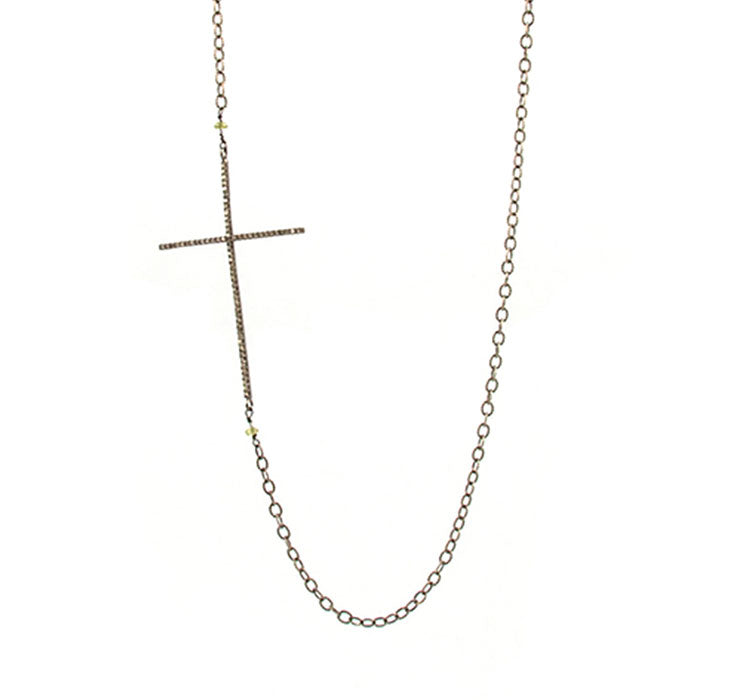 Long Diamond Cross Necklace