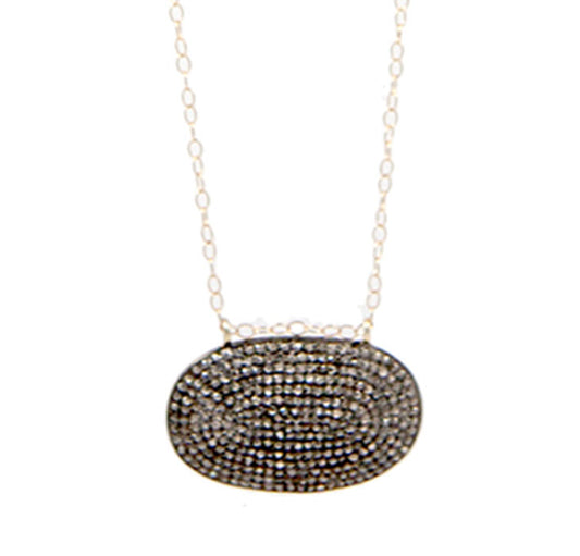 Large Diamond Oval Pendant Necklace