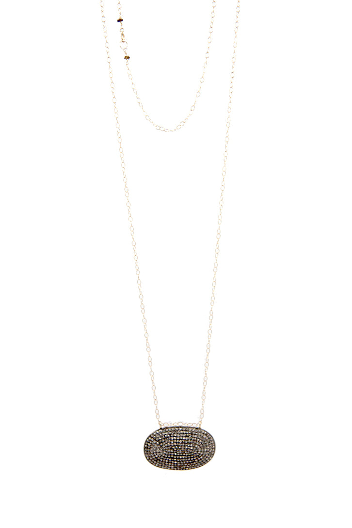Large Diamond Oval Pendant Necklace