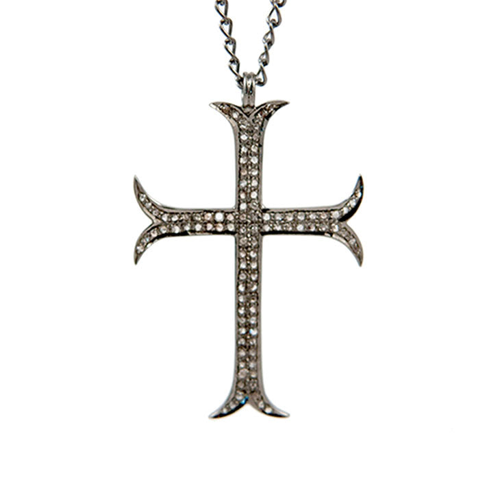 Flat Diamond Cross Necklace