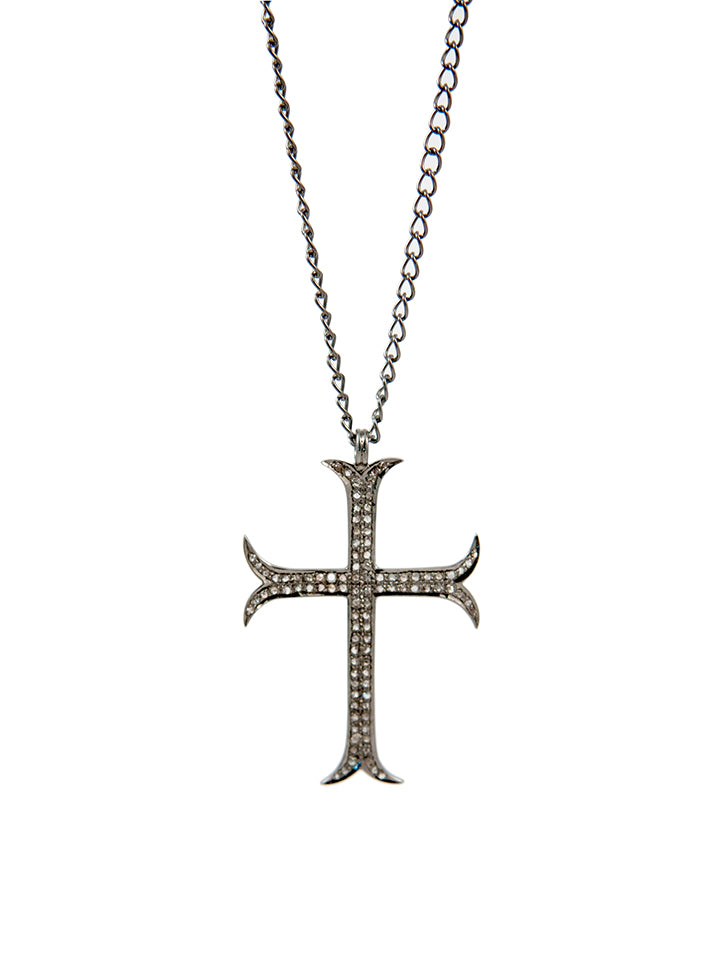 Flat Diamond Cross Necklace