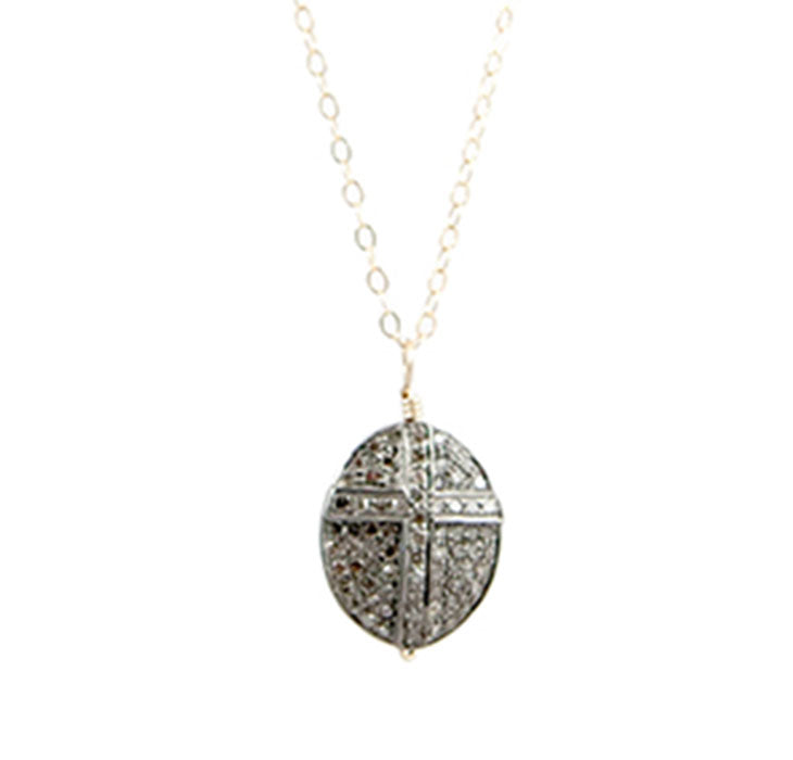 Diamond Oval with Cross Pendant Necklace