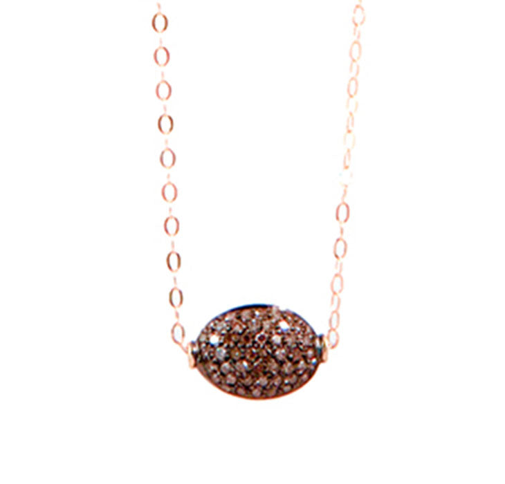 Puffy Oval Diamond Pendant Necklace