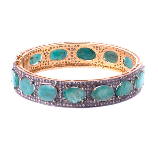 Emerald Slice and Diamond Bracelet