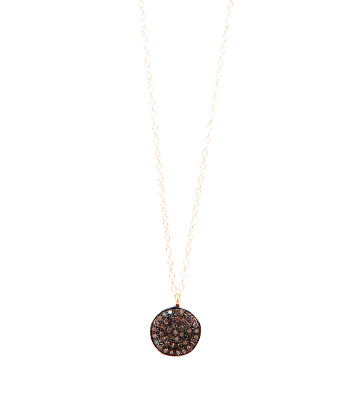Small Diamond Wavy Disc Pendant Necklace